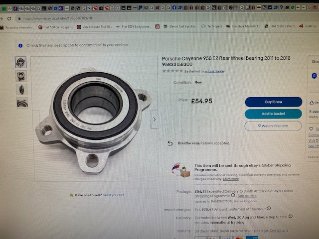 Porsche Cayenne 958 wheel Bearing 911. - Private Seller