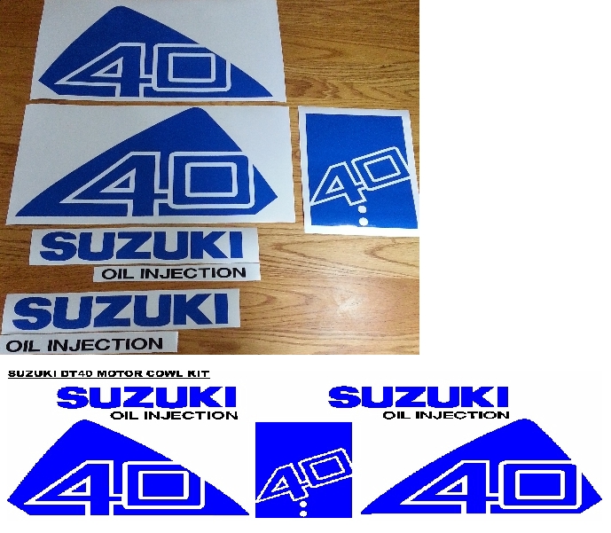 Suzuki DT 40 outboard motor cowl decals stickers vinyl graphics kits