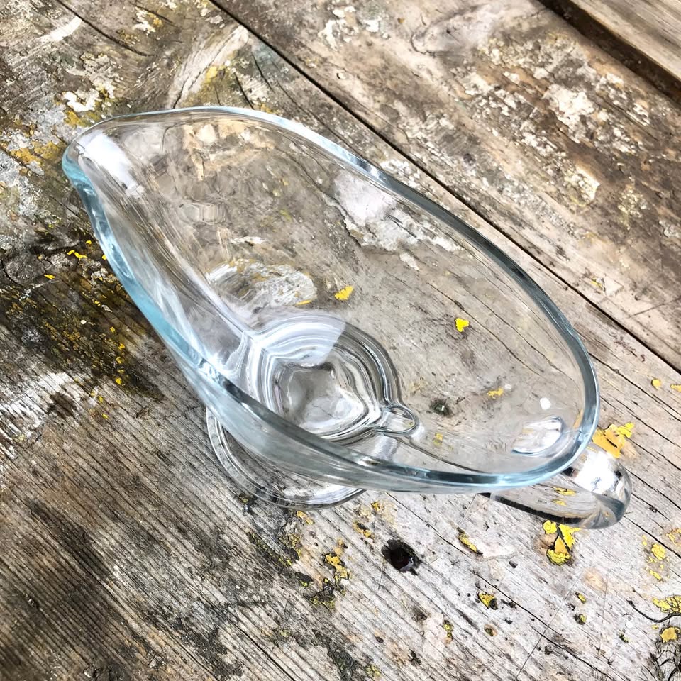Vintage Anchor Hocking Gravy Boat, heavy clear glass, USA pitcher, Collectible Glassware 2 in stock