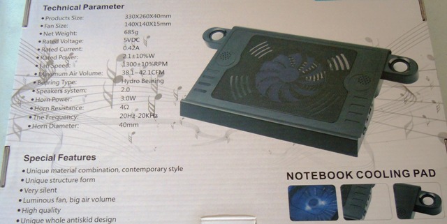 Laptop Cooling Fan with Audio Speakers