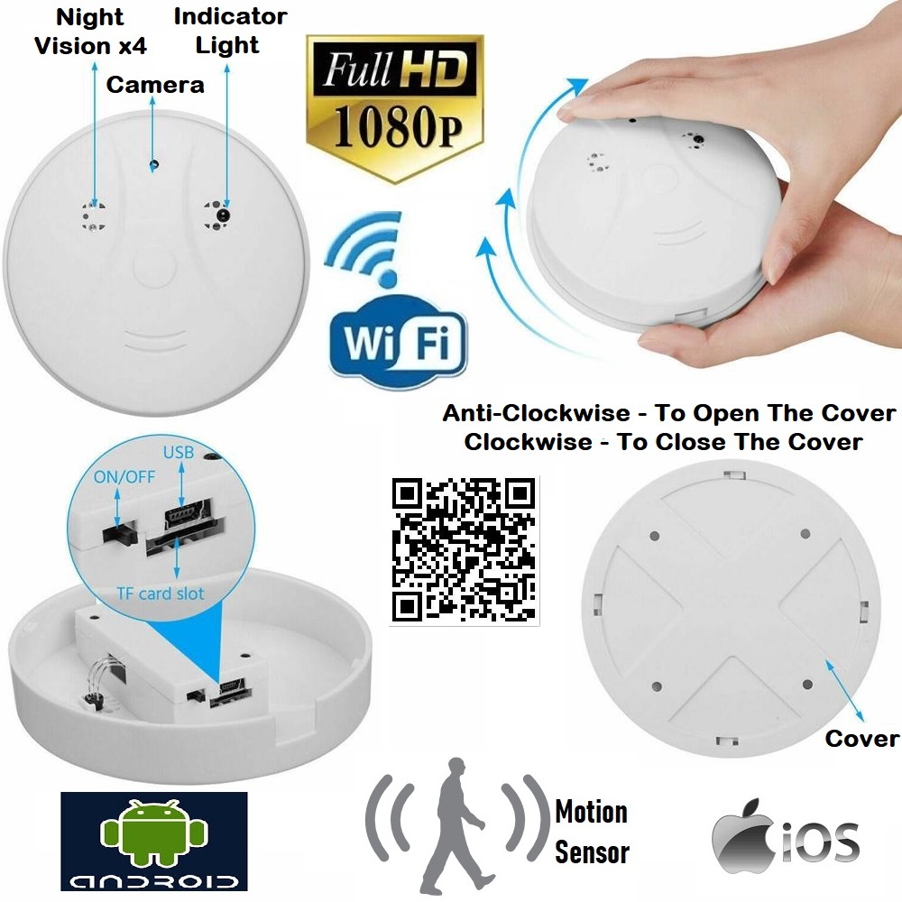 New Wireless Spy Smoke Detector HD Camera with WiFi and Motion Detection. NEW