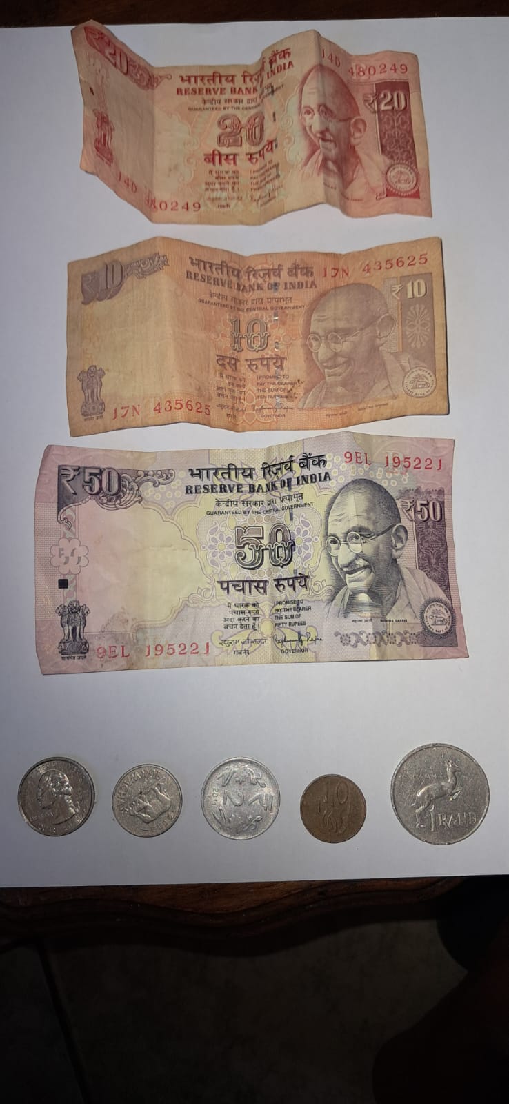 Notes and coins Notes and coins