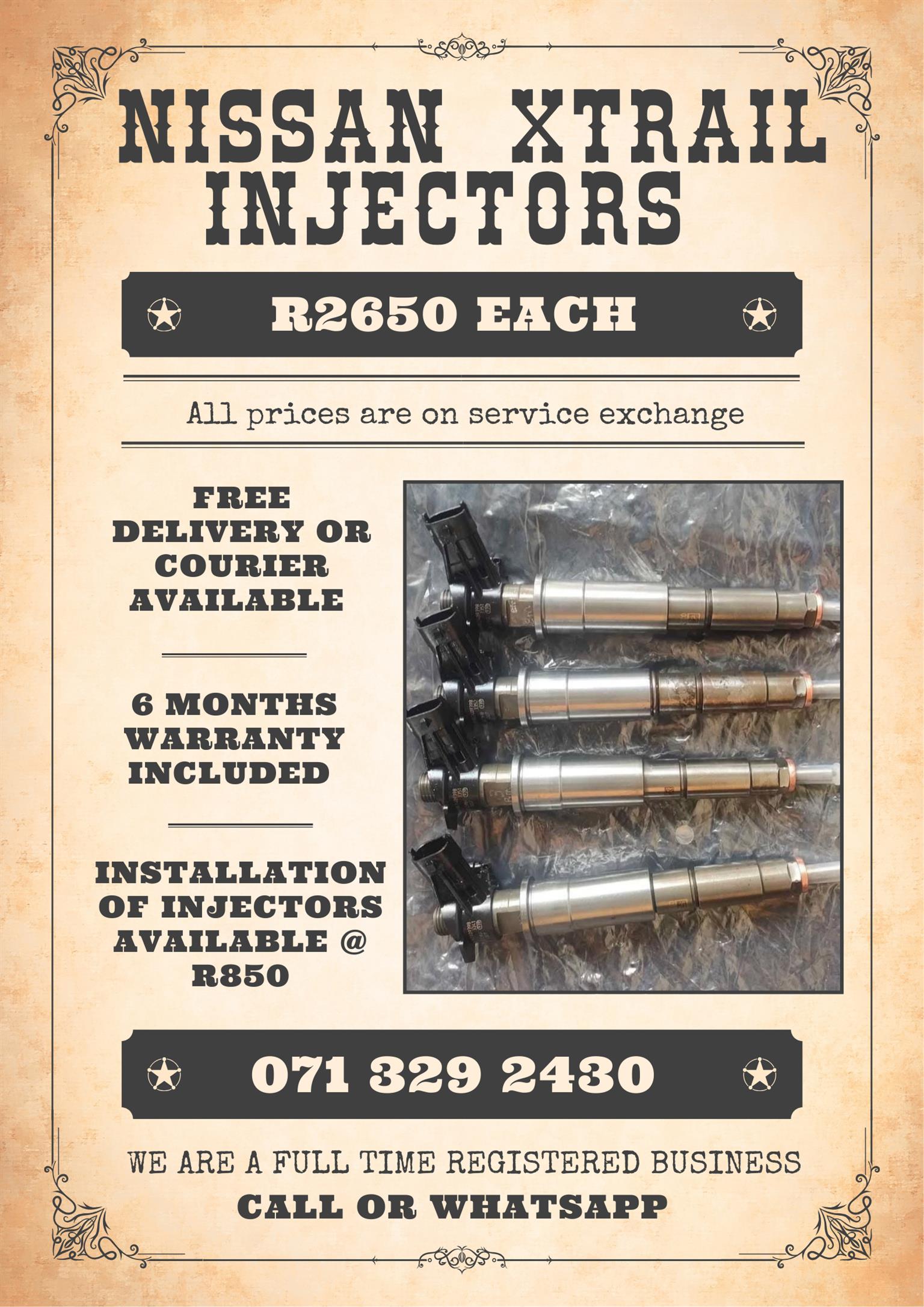 NISSAN XTRAIL INJECTORS FOR SALE WITH WARRANTY - Private Seller NISSAN XTRAIL INJECTORS FOR SALE WITH WARRANTY - Private Seller
