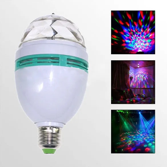 Auto Rotating DJ Party Disco Stage MultiColour RGB LED E27 Socket Crystal Lamp.