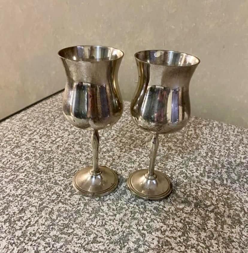 vintage silver plate antique goblets