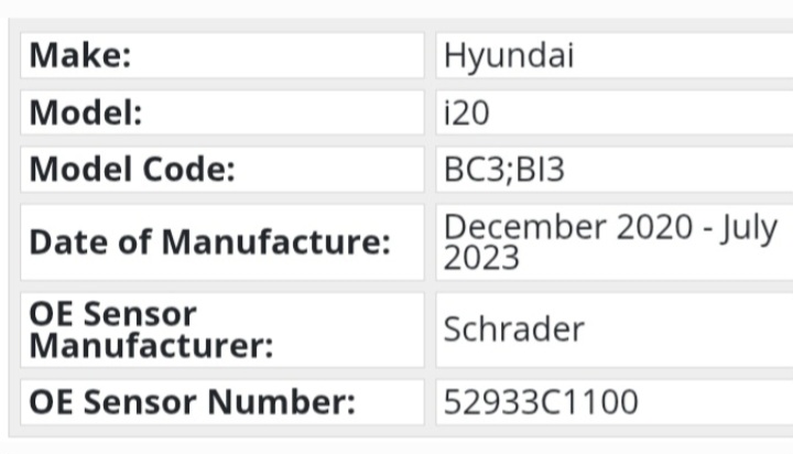 Hyundai i20 TPMS tyre pressure monitor sensors and valve stems - Private Seller Hyundai i20 TPMS tyre pressure monitor sensors and valve stems - Private Seller