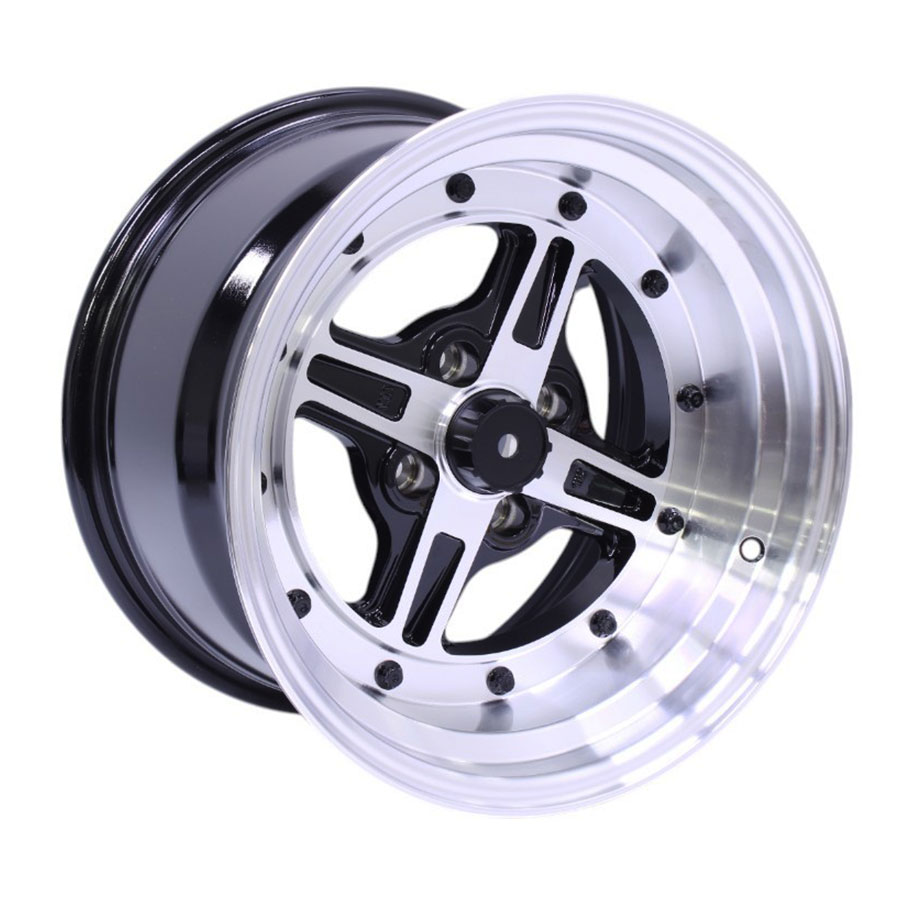 15″ ZAR2405-003 4/100 Narrow & Wide Black Face Lip Alloy Wheels