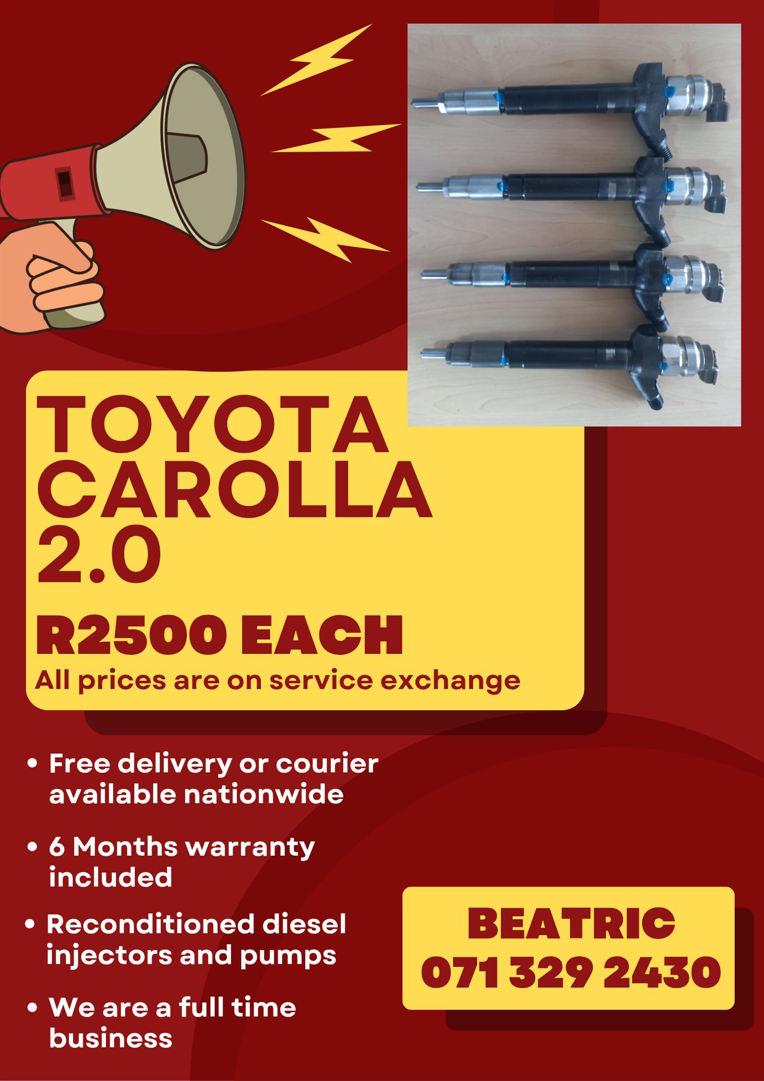 TOYOTA CAROLLA 2.0 INJECTORS FOR SALE WITH WARRANTY - Private Seller TOYOTA CAROLLA 2.0 INJECTORS FOR SALE WITH WARRANTY - Private Seller