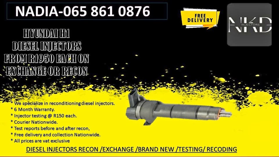 Hyundai H1 2.5 Diesel injectors for sale or recon the originals 6 month warranty