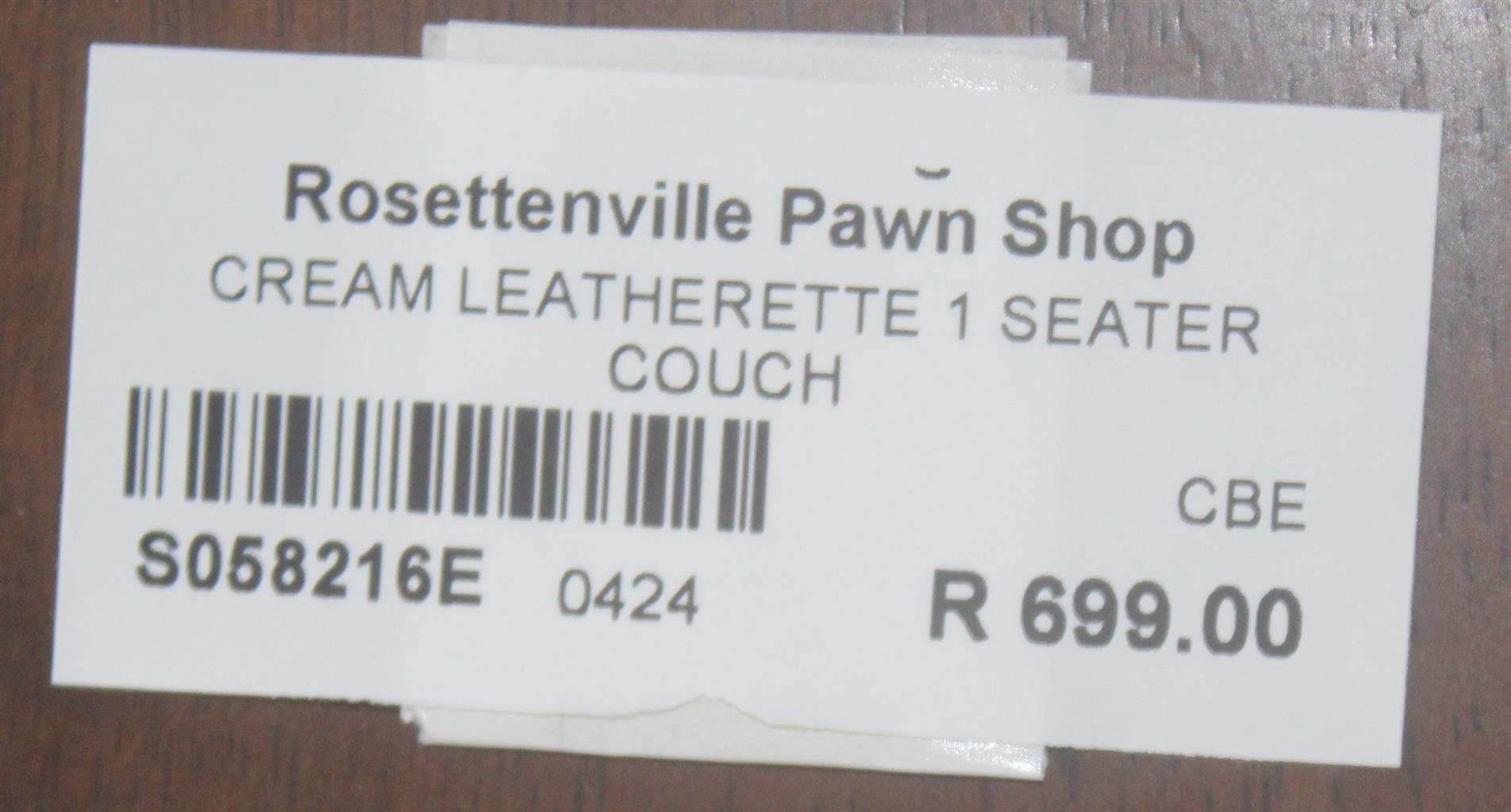 CREAM LATHERETTE 1 SEATER COUCH S058216E Junk Mail