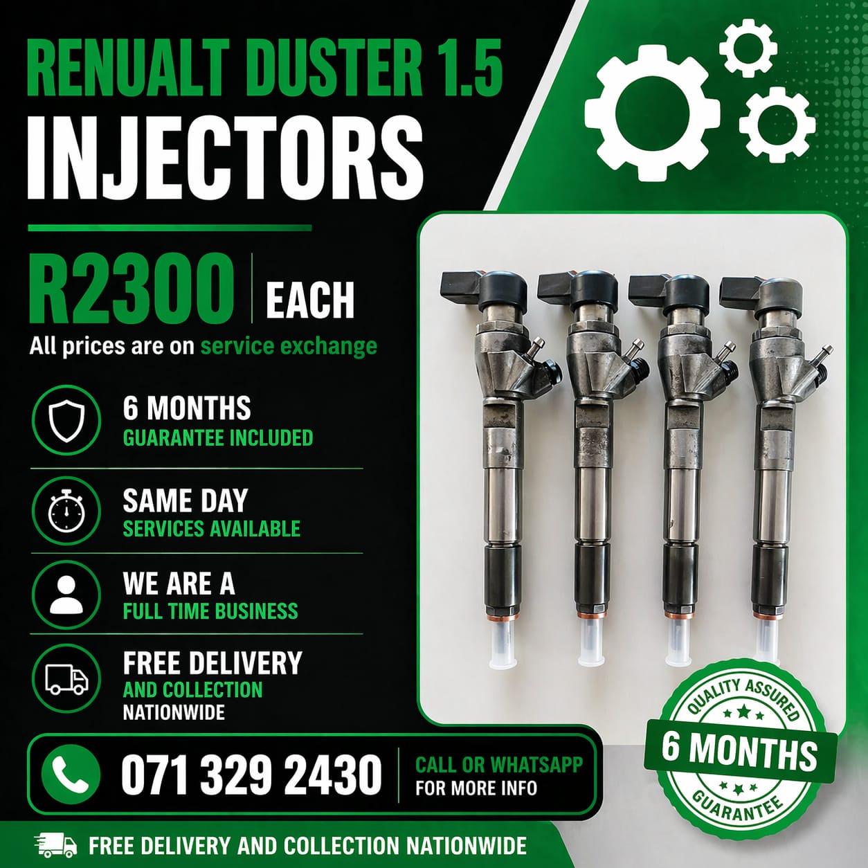 RENAULT DUSTER 1.5 INJECTORS FOR SALE WITH WARRANTY - Private Seller RENAULT DUSTER 1.5 INJECTORS FOR SALE WITH WARRANTY - Private Seller