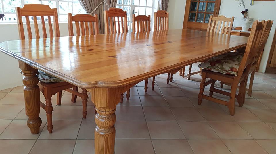 12 Seater Oregon Pine Table And Chairs