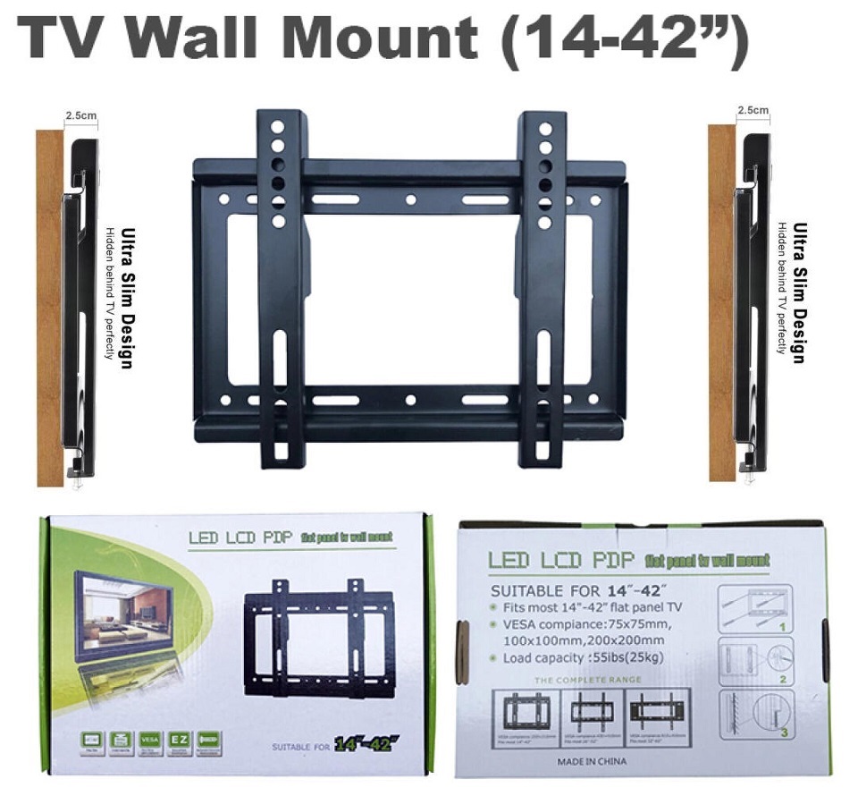 TV Wall Mount Bracket, Flat Panel TV Wall Bracket 14" ~ 42" inches. Brand New