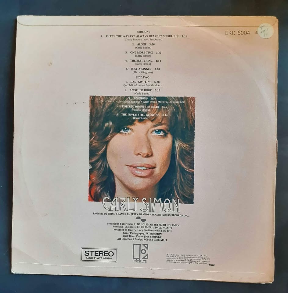 Carly Simon - Carly Simon LP Record