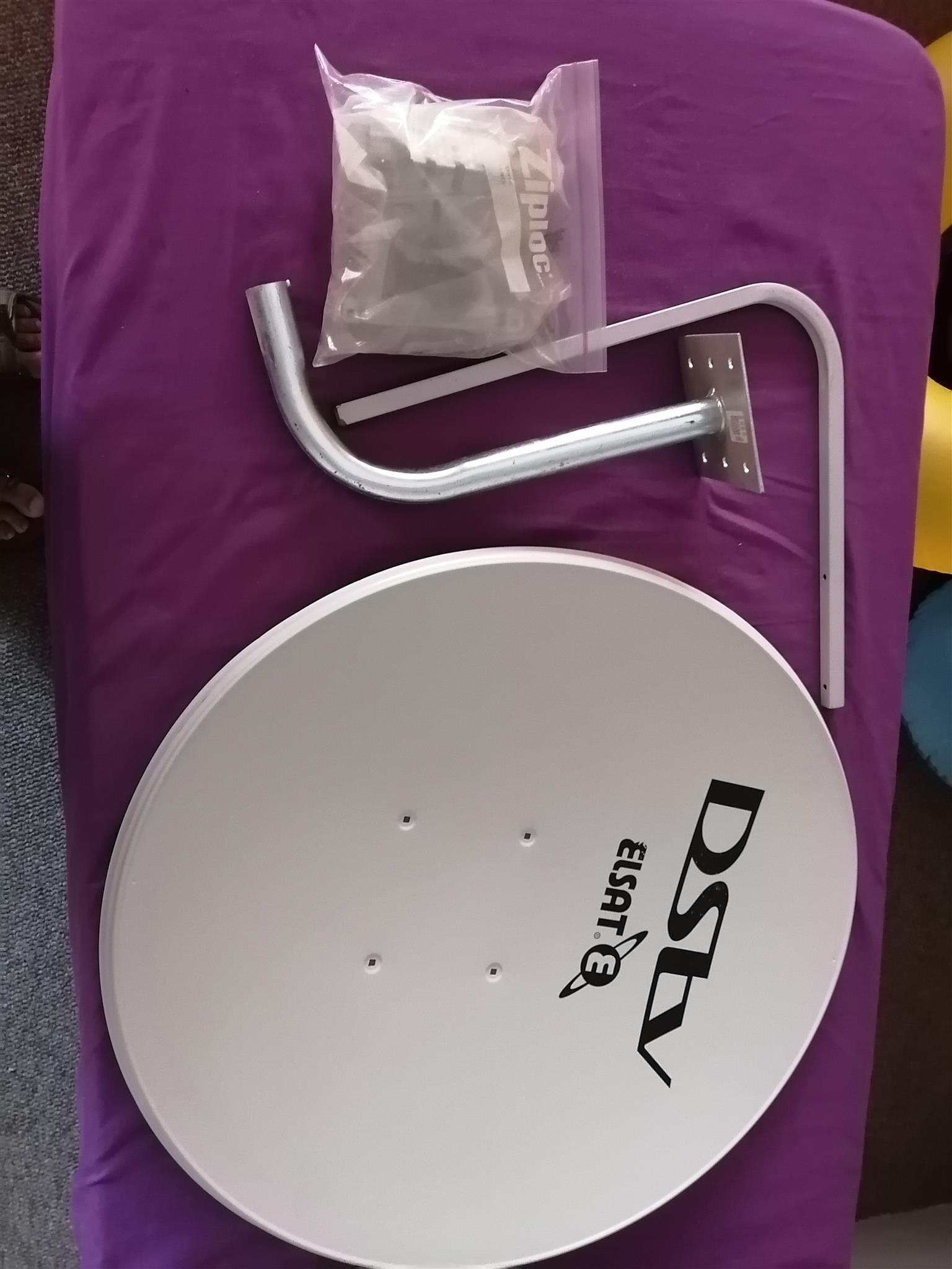 DSTV DISH WITH BRACKETS FITTING KIT. BRAND NEW.