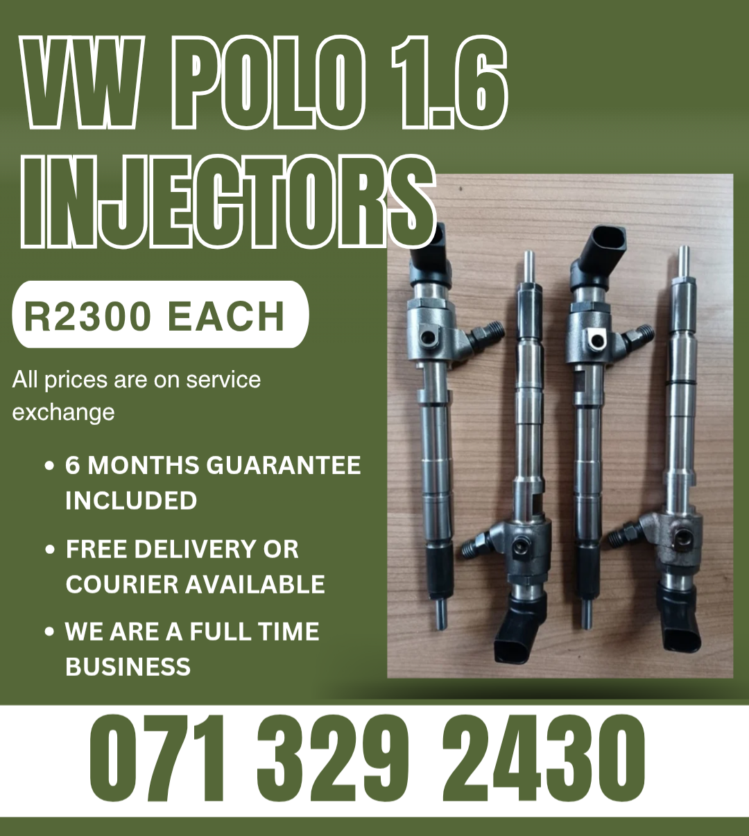 VW POLO 1.6 DIESEL INJECTORS FOR SALE WITH WARRANTY - Private Seller VW POLO 1.6 DIESEL INJECTORS FOR SALE WITH WARRANTY - Private Seller