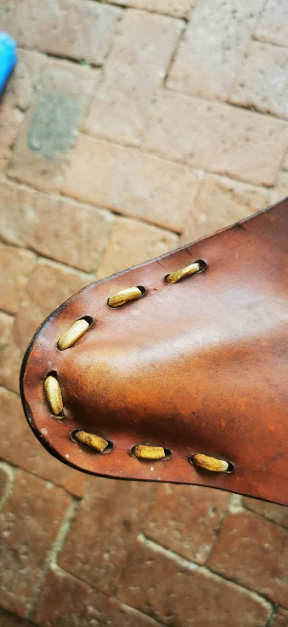 Vintage tripod hand crafted leather stools - tripod