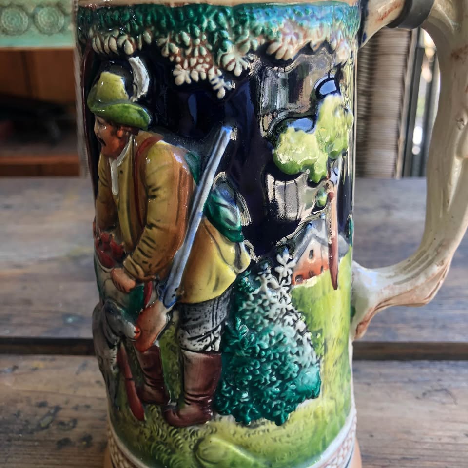 Vintage Antwerpen Porcelain Lidded Beer Stein