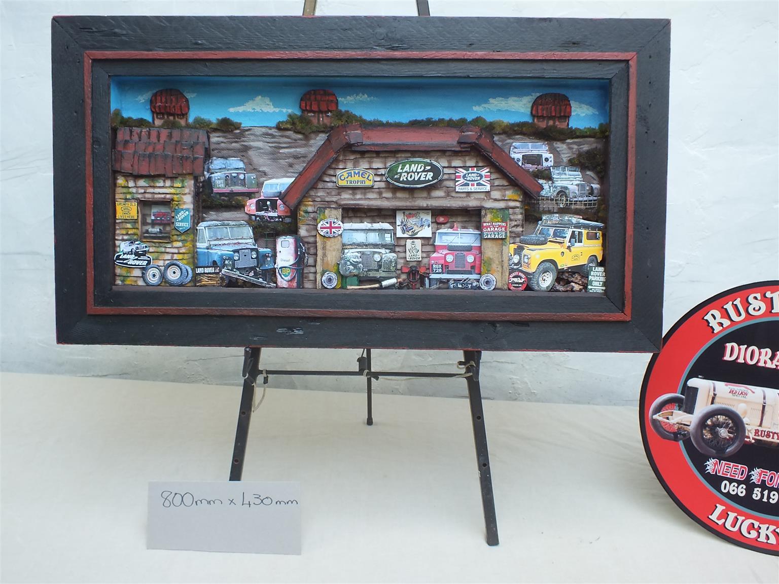 Vintage Land Rover Garage 3 D Diorama Art for Sale