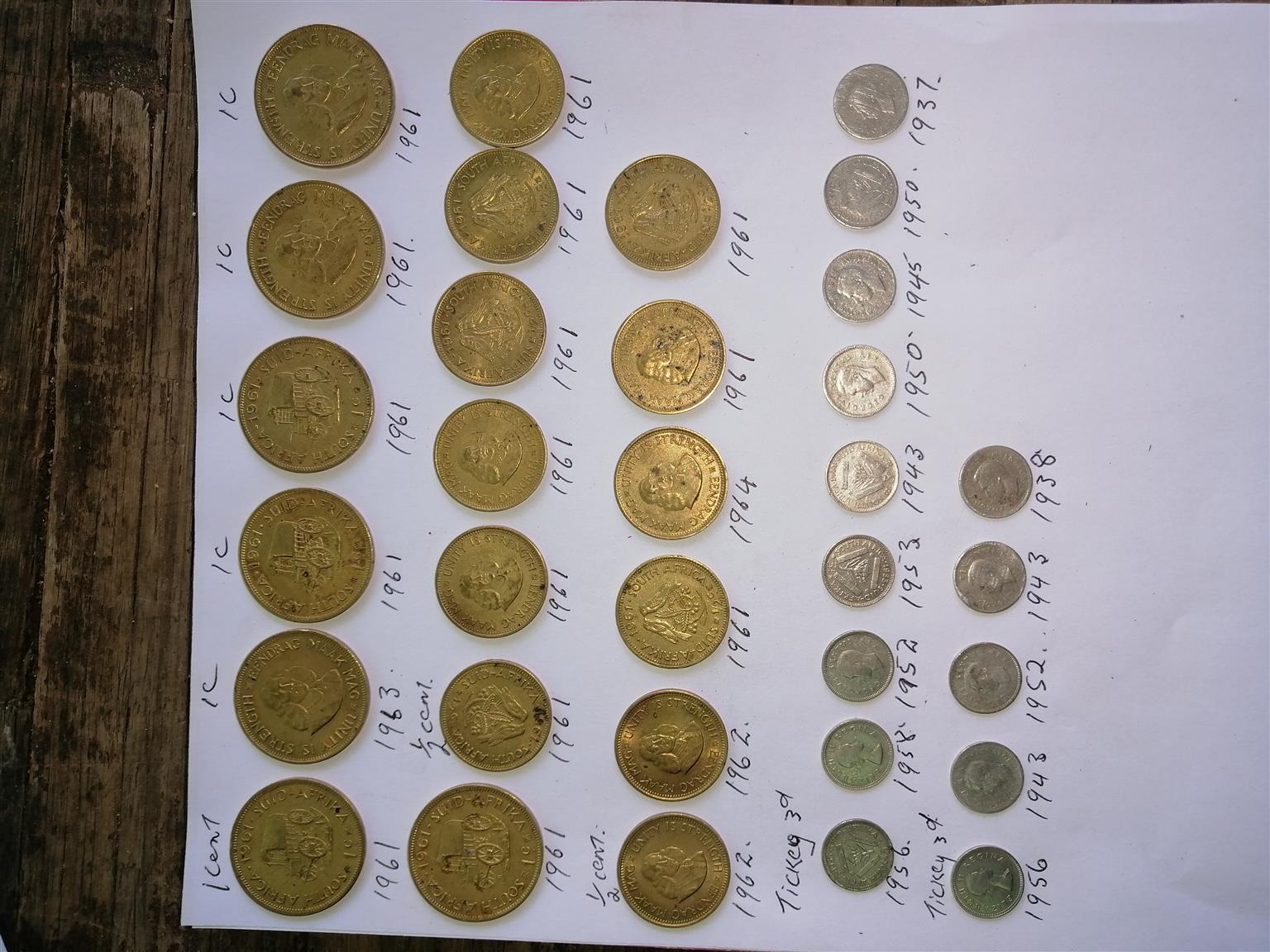 Old SA coins for sale from 1937to2018 Old SA coins for sale from 1937to2018