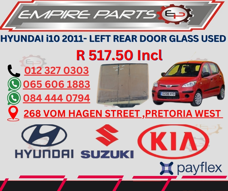 HYUNDAI i10 2011- LEFT REAR DOOR GLASS USED - Private Seller
