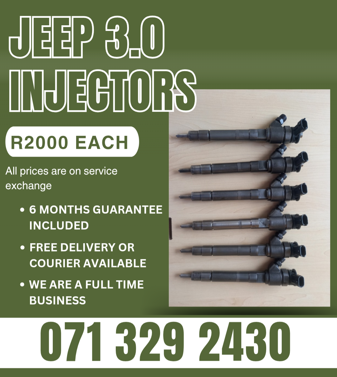 JEEP CHEROKEE 3.0 DIESEL INJECTORS FOR SALE WITH WARRANTY - Private Seller JEEP CHEROKEE 3.0 DIESEL INJECTORS FOR SALE WITH WARRANTY - Private Seller