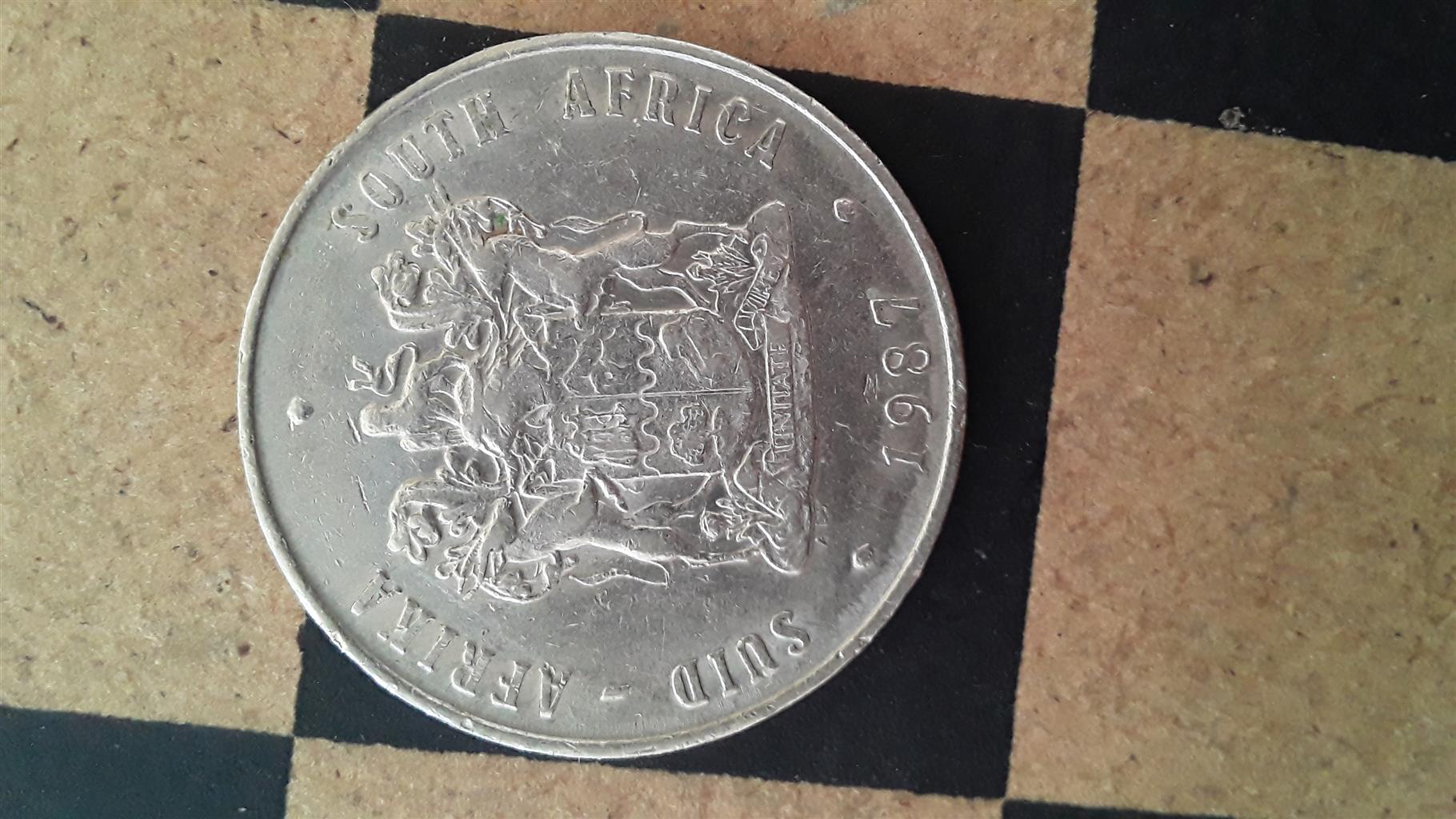 SOLI DEO GLORIA 1987 South Africa R1 coin
