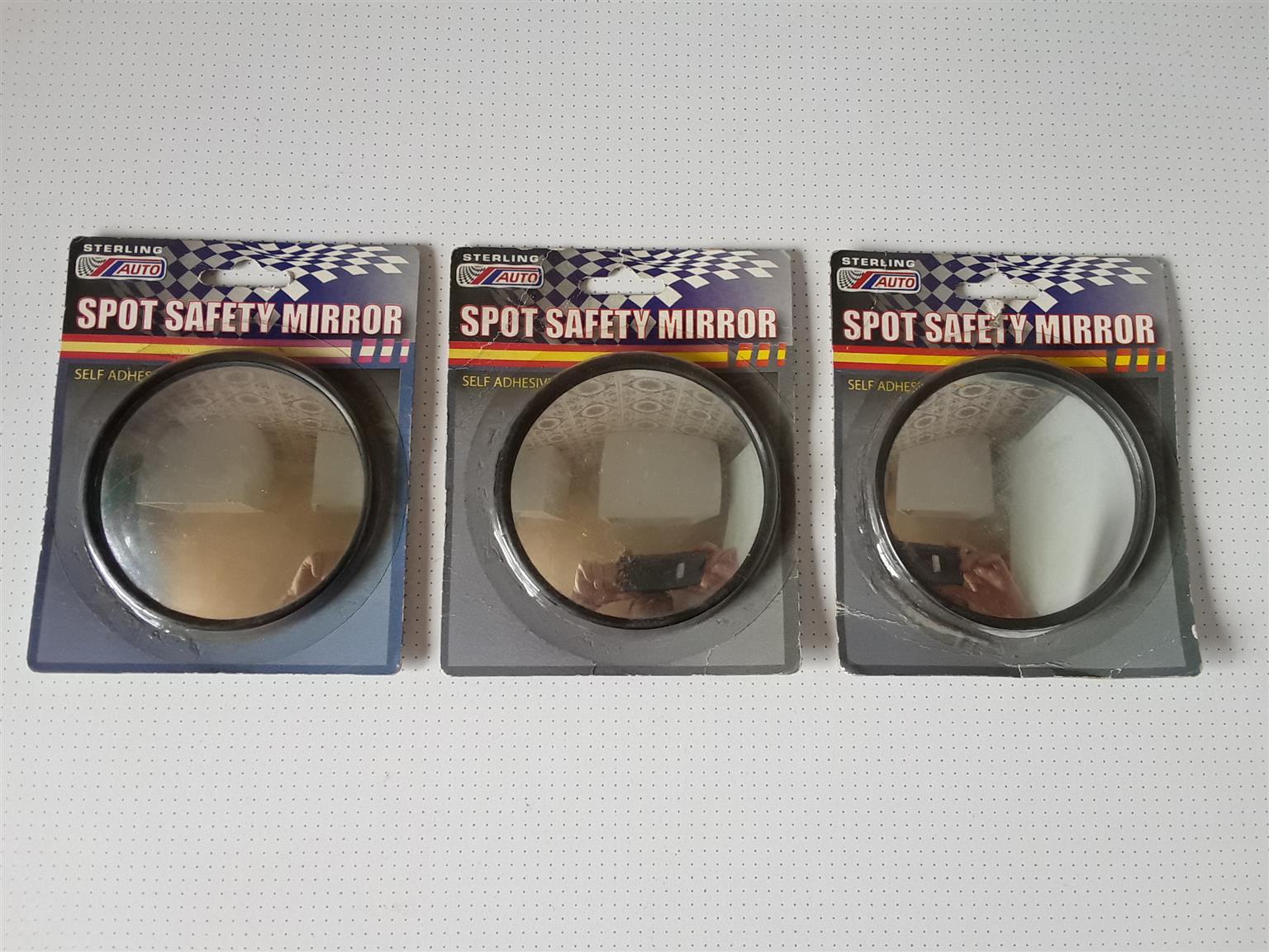 Spot Safety Mirror. Self Adhesive. Multipurpose. Brand new in a box. Three to choose from.