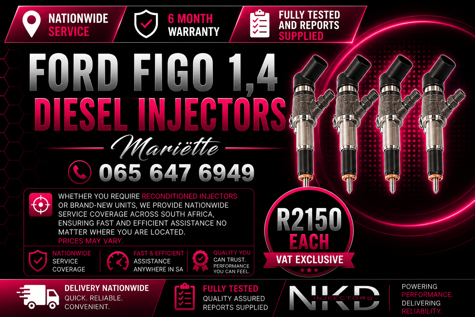 FORD FIGO 1.4 DIESEL INJECTORS FOR SALE - Private Seller FORD FIGO 1.4 DIESEL INJECTORS FOR SALE - Private Seller