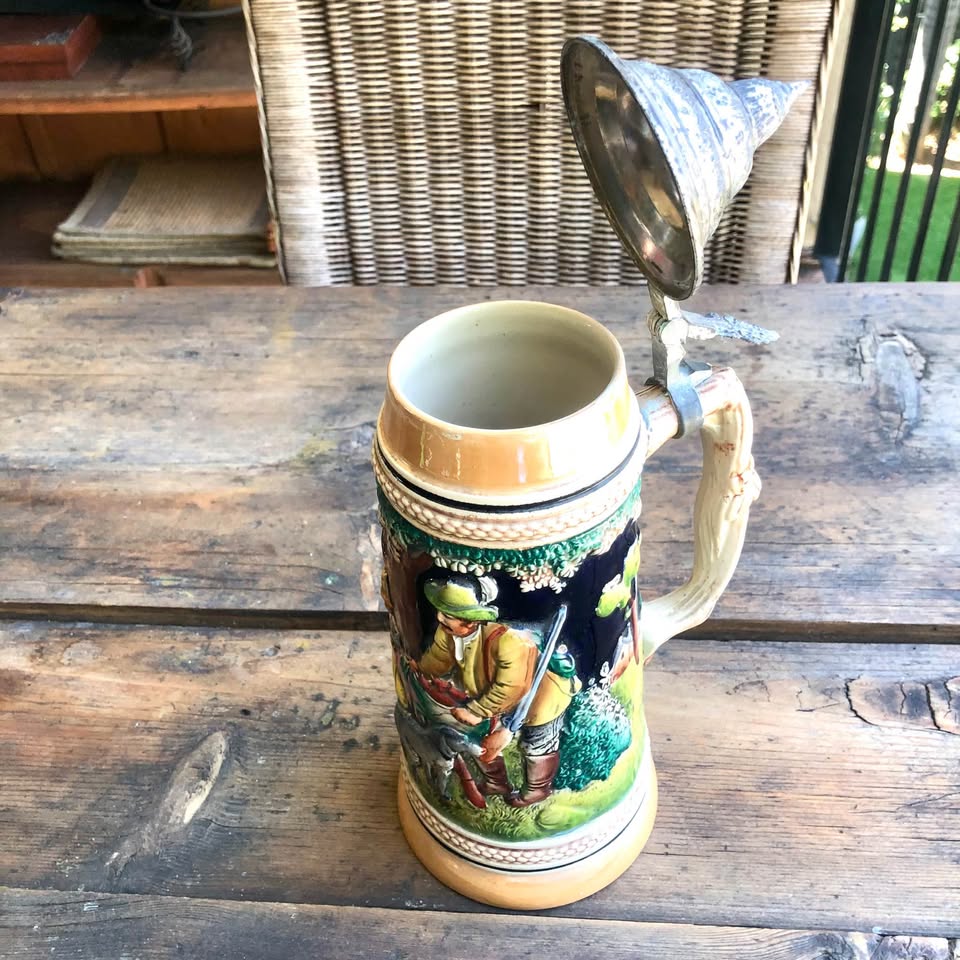 Vintage Antwerpen Porcelain Lidded Beer Stein