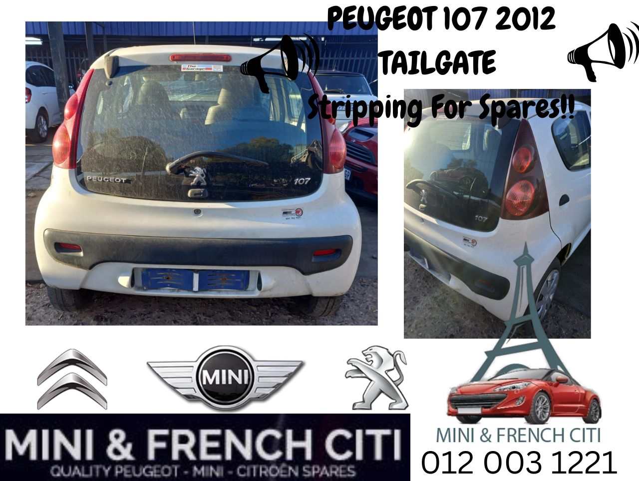 Peugeot 107 2012 Tailgate Stripping For Spares – Good Condition
