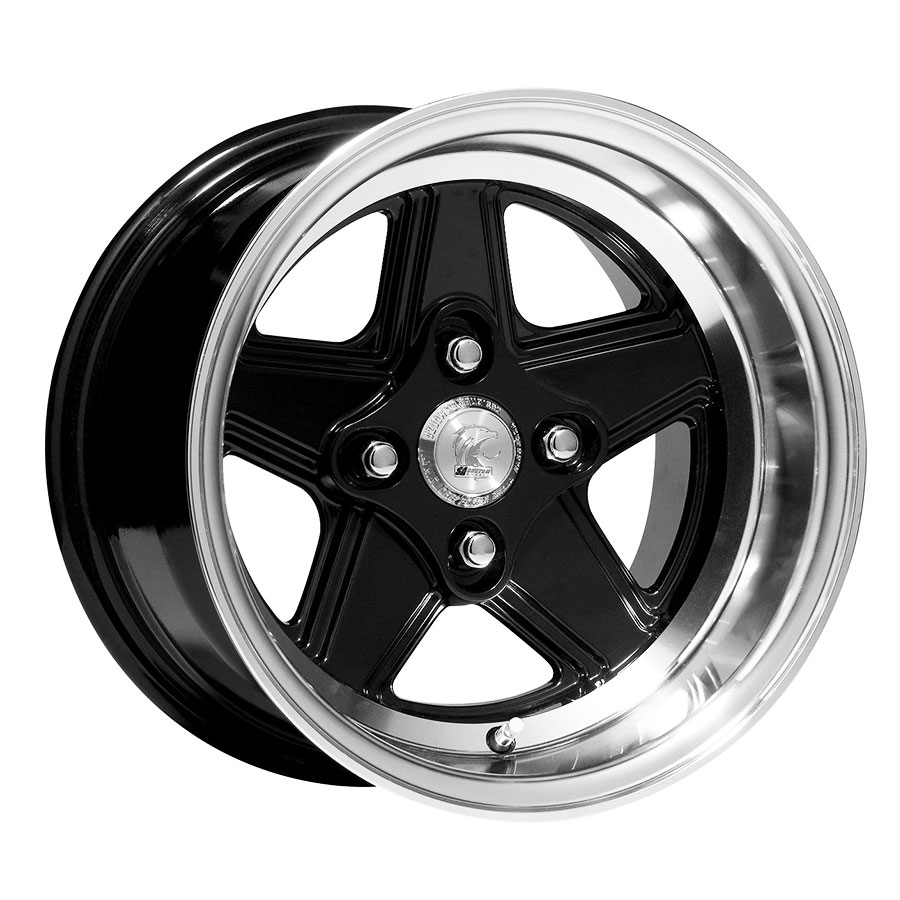 13″ A-Line Assen 4/108 Black Machined Lip Alloy Wheels