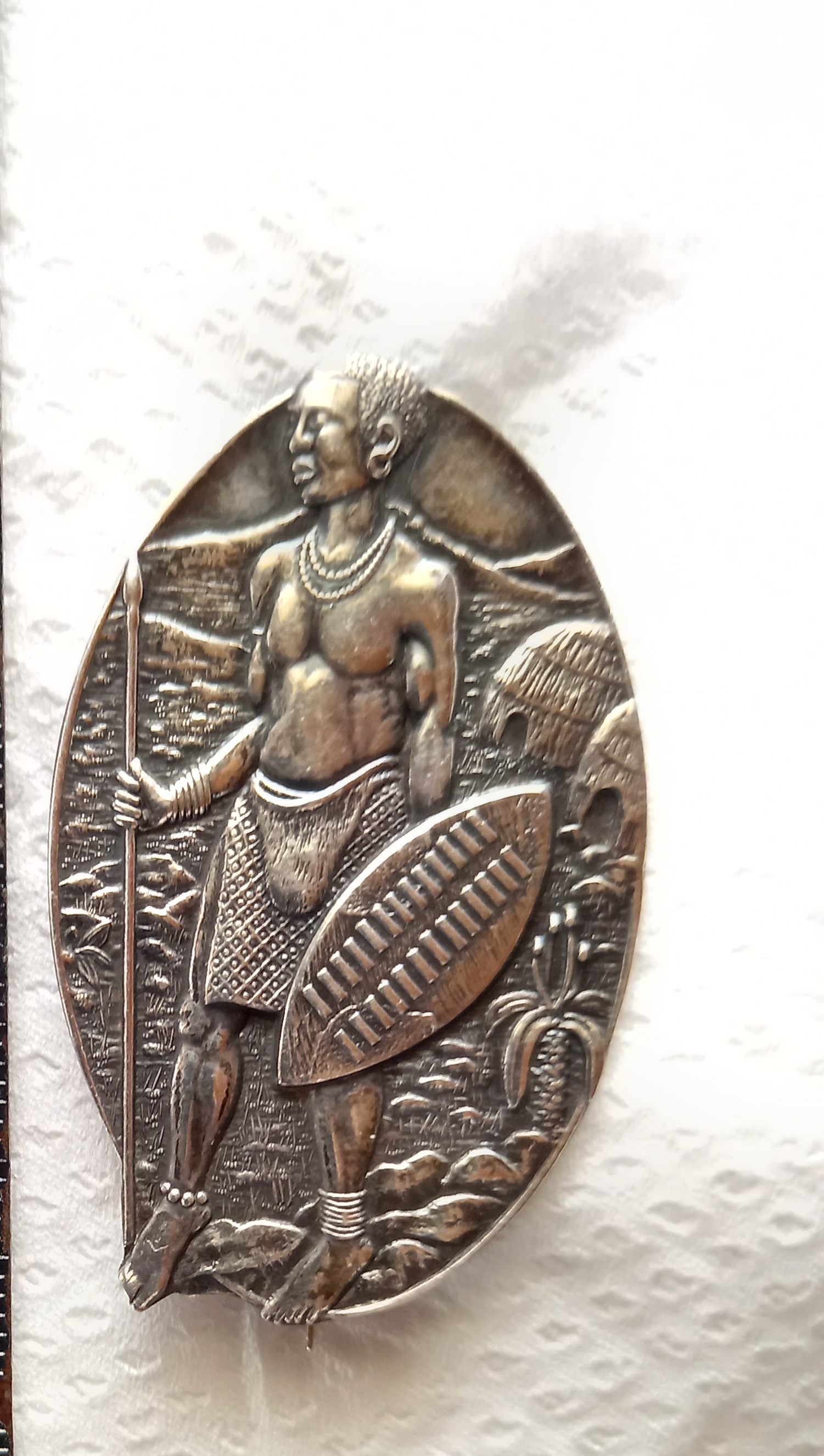 Zulu Warrior Sterling Silver Brooch by Joe Calafato