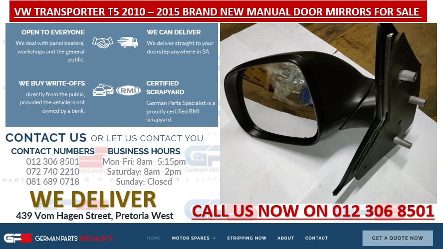 VW TRANSPORTER T5 2010 – 2015 BRAND NEW MANUAL DOOR MIRRORS FOR SALE - Private Seller VW TRANSPORTER T5 2010 – 2015 BRAND NEW MANUAL DOOR MIRRORS FOR SALE - Private Seller