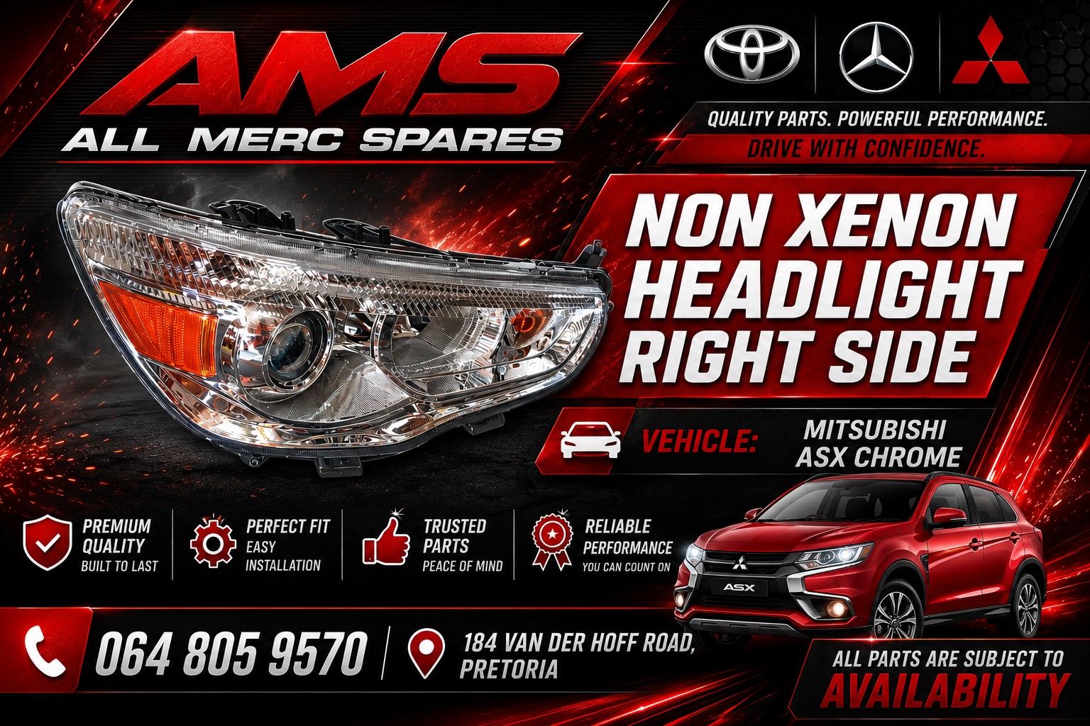 NEW MITSUBISHI ASX CHROME NON-XENON HEADLIGHT RIGHT SIDE - Private Seller NEW MITSUBISHI ASX CHROME NON-XENON HEADLIGHT RIGHT SIDE - Private Seller