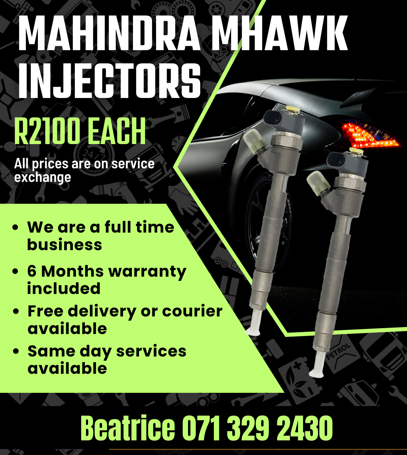 MAHINDRA MHAWK DIESEL INJECTORS FOR SALE WITH WARRANTY - Private Seller MAHINDRA MHAWK DIESEL INJECTORS FOR SALE WITH WARRANTY - Private Seller
