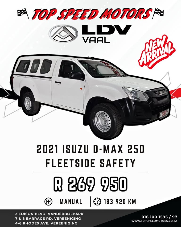 2021 ISUZU D-MAX 250 FLEETSIDE SAFETY