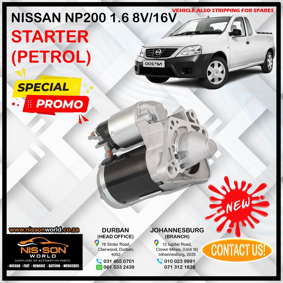 NISSAN NP200 1.6 8V/16V STARTER (PETROL) - Private Seller