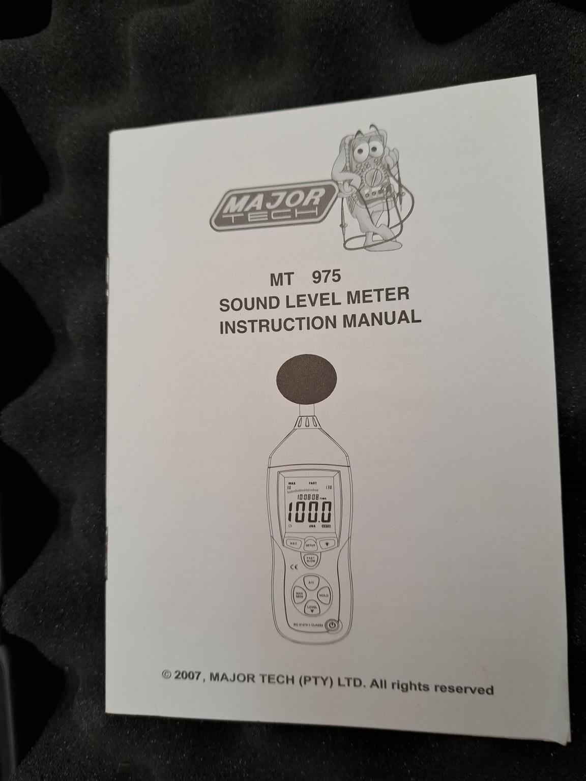 MAJOR-TECH – Sound Level Meter with Data Logger MT975