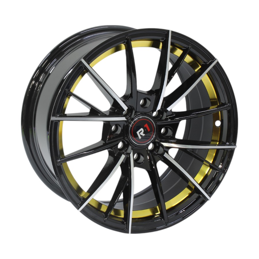 15″ S353 4/100 & 4/114 Gloss Black Machine Face Gold Undercut Alloy Wheels
