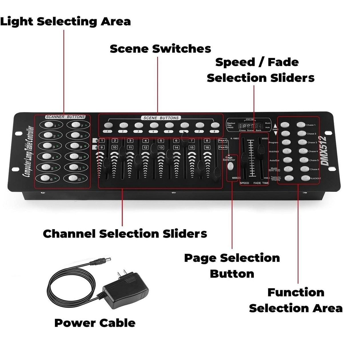 DMX512 Controller Console 192 Ch Light Effects for DJs, Disco, Stage, Party
