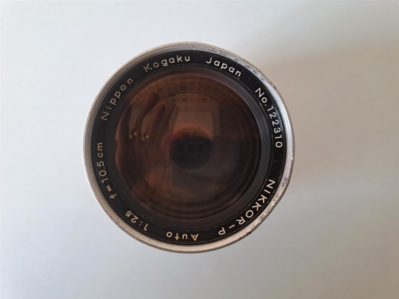 Camera Lense Nippon Kogaku Japan No.122310 NIKKOR -P Auto 1:25 f=10.5cm.