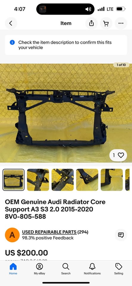 Audi Radiator Cradle A3 S3 2.0 2015-2020 8V0-805-588 - Private Seller Audi Radiator Cradle A3 S3 2.0 2015-2020 8V0-805-588 - Private Seller