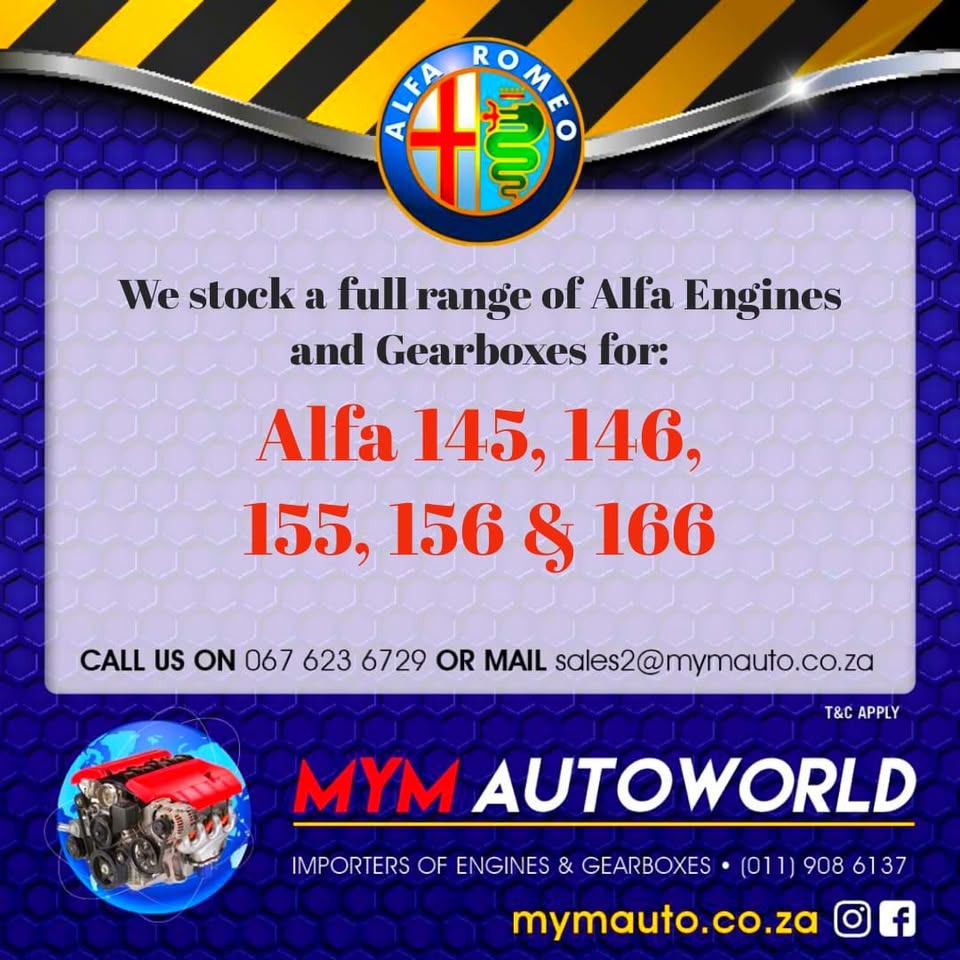 MYM IMPORTERS OF SECOND HAND ALFA ROMEO ENGINES AND GEARBOXES - Private Seller MYM IMPORTERS OF SECOND HAND ALFA ROMEO ENGINES AND GEARBOXES - Private Seller