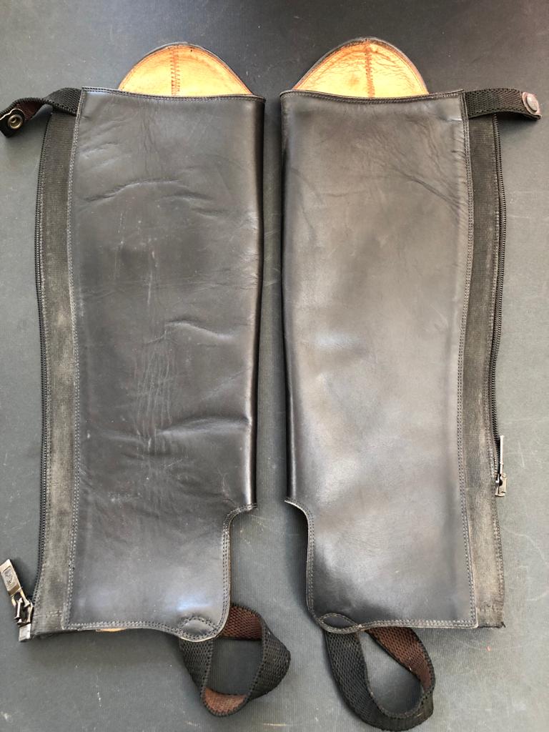 Leather riding chaps - shin covers