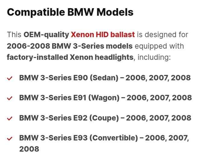 BMW E91 3 Series Headlight Xenon Ballast control module - Private Seller