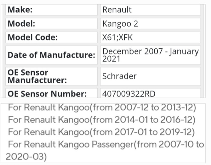 Renault Kangoo TPMS tyre pressure monitor sensors and valves - Private Seller Renault Kangoo TPMS tyre pressure monitor sensors and valves - Private Seller