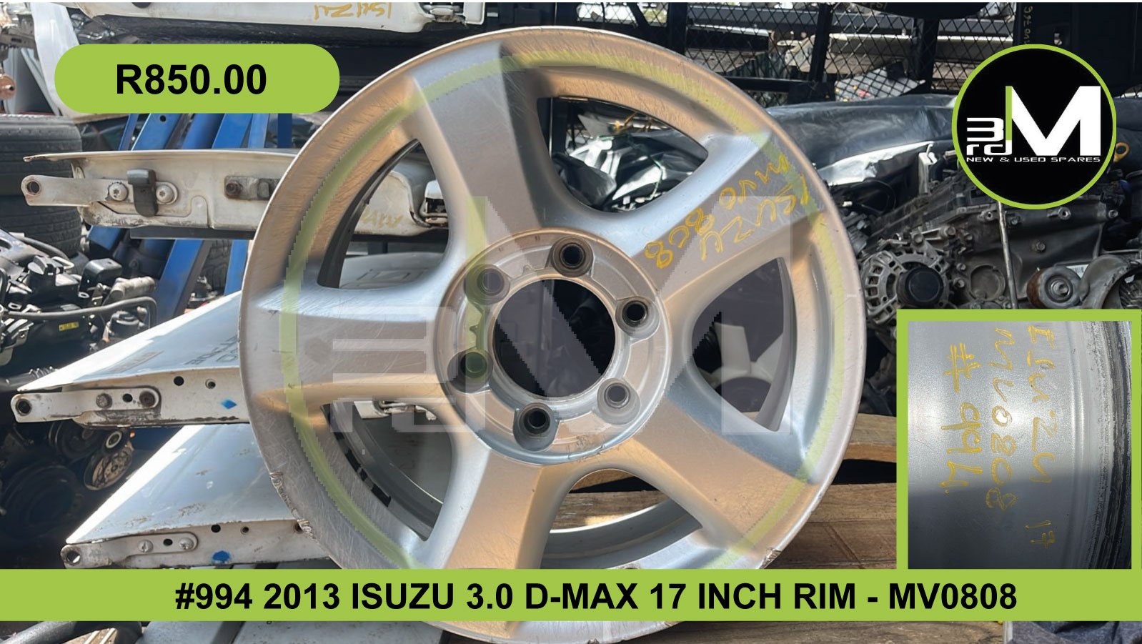 994 MV0808 ISUZU 3.0 D-MAX 17INCH RIM - Private Seller 994 MV0808 ISUZU 3.0 D-MAX 17INCH RIM - Private Seller