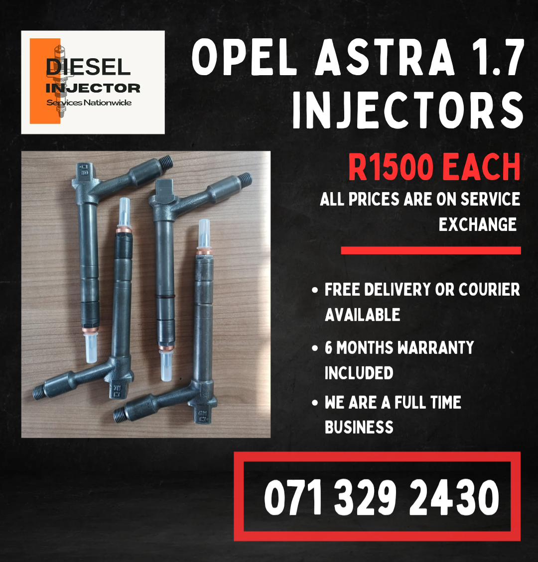 OPEL ASTRA 1.7 INJECTORS FOR SALE WITH WARRANTY - Private Seller OPEL ASTRA 1.7 INJECTORS FOR SALE WITH WARRANTY - Private Seller