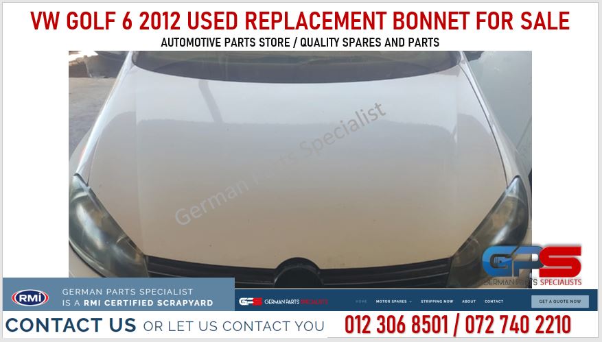 VW Golf 6 / Golf MK 6 2012 used replacement bonnet for sale - Private Seller VW Golf 6 / Golf MK 6 2012 used replacement bonnet for sale - Private Seller